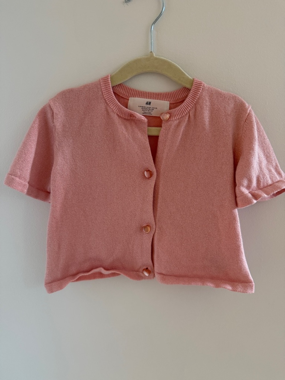 H&M Dusty Pink Short-Sleeve Knit Cardigan